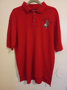 VTG Champs Red Polo‎ with Embroidered Pigeon Sz L